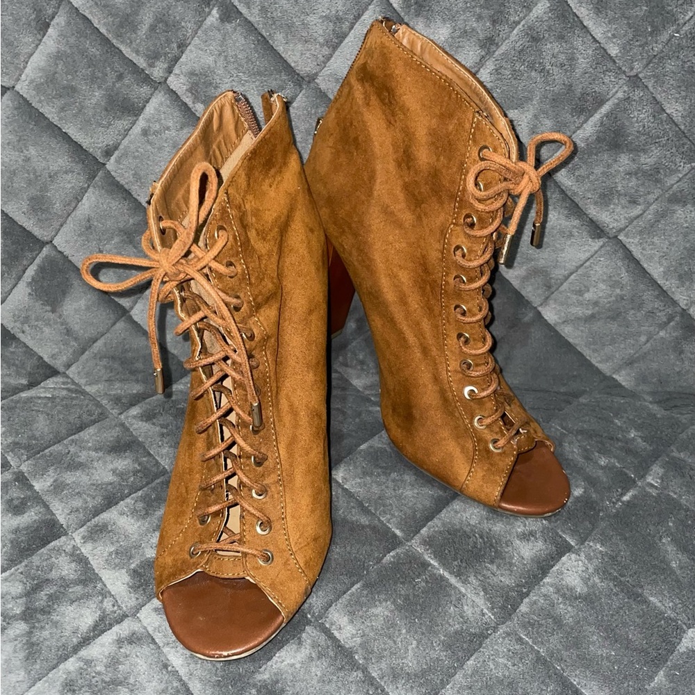 Suede Open Toe Booties